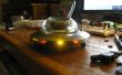 Steampunk UFO de escritorio con luces de LED persiguiendo