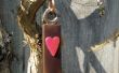 Azulejo de lámpara colgante - marrón con corazón Rosa de cristal