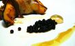 Gastronomía molecular: Tocino envuelto Acorn Squash con Caviar de balsámico y esfera de arce