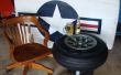 Mesa hecha de una rueda de avión de la década de 1940