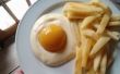 Falso huevo y papas fritas: Melocotón yogur y manzana