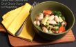Gluten Free ñoquis con salsa de queso de cabra y verduras