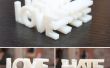 Amor y odio bloques 3D palabra impresa