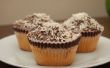 Chocolate oscuro coronado cupcakes de coco