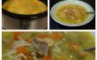 Simple asado pollo sopa de fideos en la olla