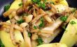 Sart&eacute;n plancha filete de Basa con cubierta champi&ntilde;ones y mantequilla salsa de lim&oacute;n