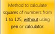Método para calcular cuadrados de números del 1 al 125, sin usar lápiz o calculadora. 