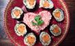 Sushi de San Valentín - una adición de sushi vegano comida o bento. 