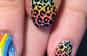 Lisa Frank inspirado Ombre leopardo imprimir uñas