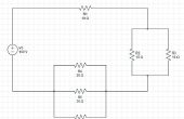 Resolución de un diagrama del circuito simple con una fuente de voltaje sencillo y resistencias en serie y paralelo