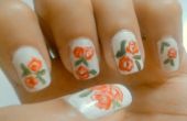 Nail Art Tutorial-rojo florales sobre base blanca