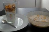 Copos de maíz de setas sopa y yogur afrutado: