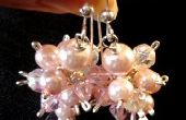Rosa perla clúster pendientes de plata