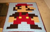 8-bit Mario Blanket - hecha de cuadrados de la abuelita