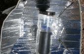 Calentador de agua solar para mochila usando las botellas de agua y una cortina de coche