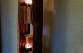 Escultura de luz madera rústica