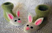 Pantuflas de conejo Fuzzy de reciclado suéteres y detalles de fieltro