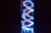 ADN lámpara de escritorio de escultura: Crecido cristal, EL alambre, acrílico, silicona y aluminio