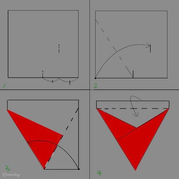 Tetraedro De Origami Single Sheet Paso 2 Pliegues