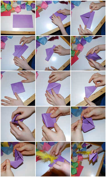 San Valentín De Títeres De Origami Paso 1 El Plegado De