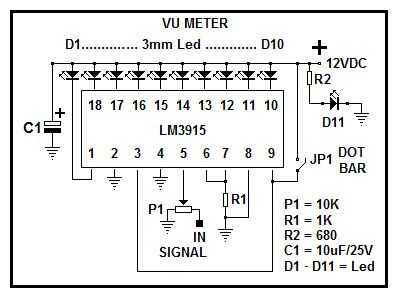 Lm3915n 1 индикатор уровня сигнала схема