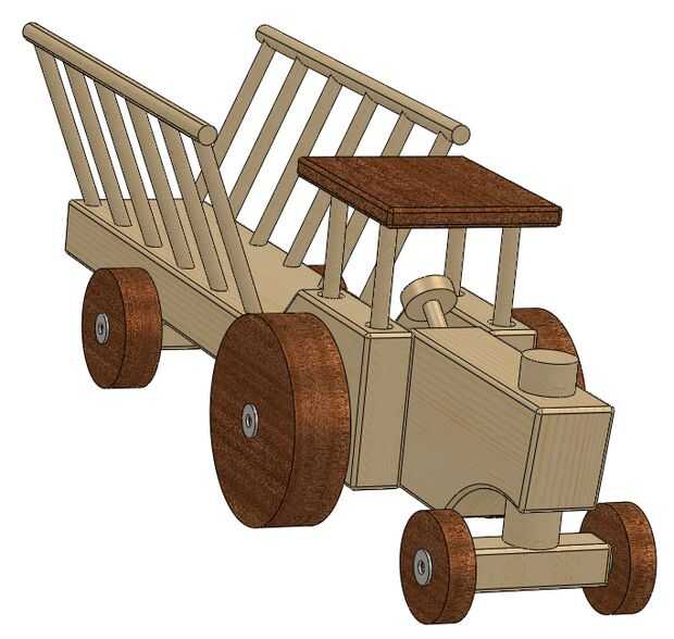 tractor de madera para niños