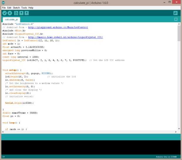 PiBot: Calcular Pi con un Arduino Uno / Paso 4: Añadir el código ...