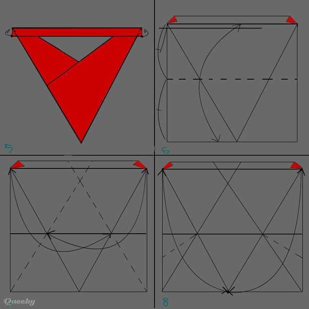 Tetraedro De Origami Single Sheet Paso 2 Pliegues