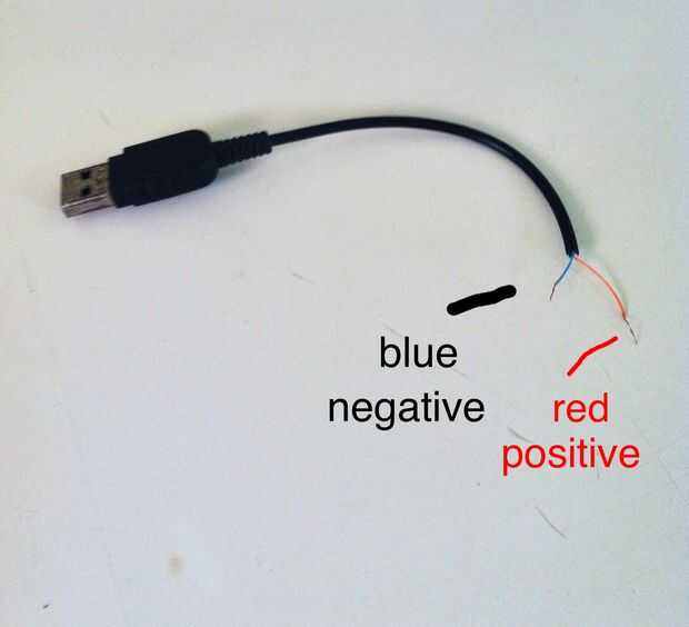 cable usb positivo y negativo
