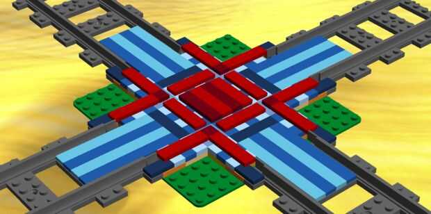 Lego City Tren Pista Mini 90 grados Cross Road cruzar Modular